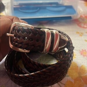 Fossil Woven Braided Genuine Leather Brown Belt 42